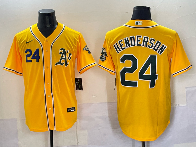 Men Oakland Athletics #24 Henderson yellow Nike 2025 MLB Jersey 005->oakland athletics->MLB Jersey